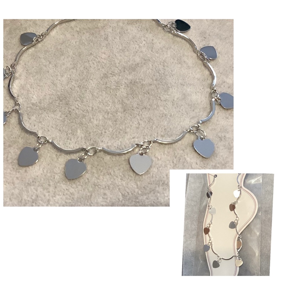 🦌 New Silver Dangle Heart Anklet